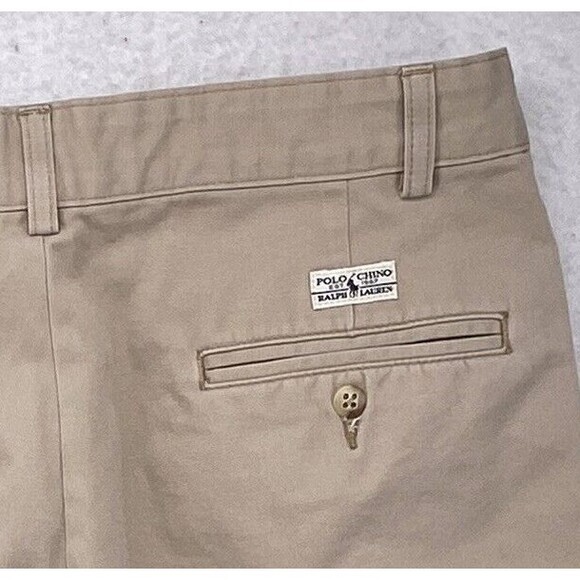 Polo Ralph Lauren Pants Men's 33x30 Khaki Tan Chino Hampton Relaxed Fit Pleated - Picture 6 of 16